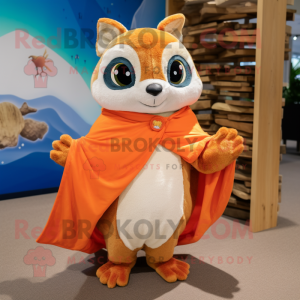 Orange Flying Squirrel mascot costume character dressed with a Bermuda Shorts and Shawls