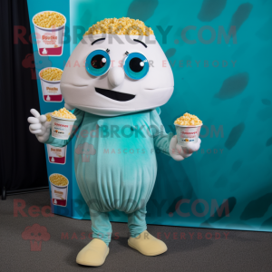 Teal Pop Corn mascotte...