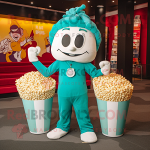 Teal Pop Corn mascotte...