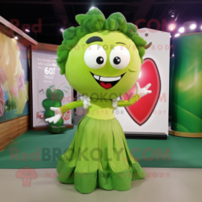 Olive Arrow Of Love mascot costume character dressed with a Ball Gown and Hair clips