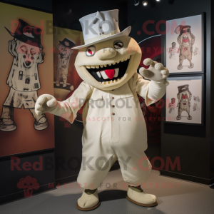 Cream Demon mascot costume character dressed with a Bermuda Shorts and Hats