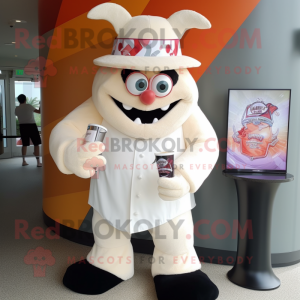 Cream Demon mascot costume character dressed with a Bermuda Shorts and Hats