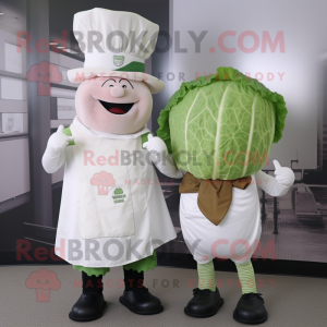 White Corned Beef And Cabbage mascot costume character dressed with a Henley Shirt and Berets