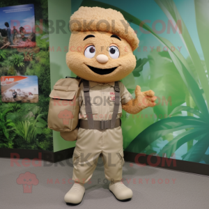 Tan Fried Rice mascot costume character dressed with a Cargo Pants and Watches