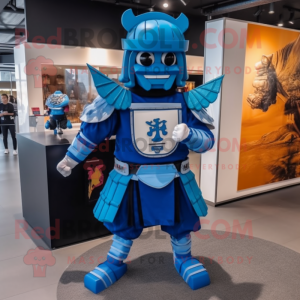 Blauer Samurai Maskottchen...