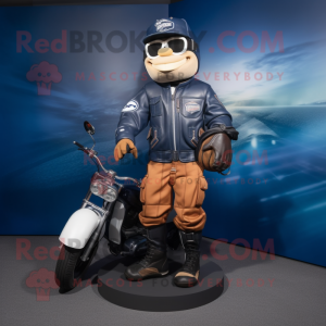Navy Baseball Glove mascot costume character dressed with a Biker Jacket and Briefcases