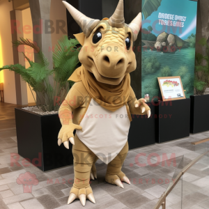 Tan Triceratops mascotte...