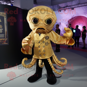 Gold Kraken mascot costume character dressed with a Coat and Cufflinks