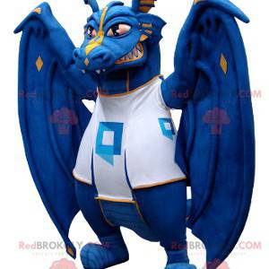 Mascotte de dragon bleu et blanc - Redbrokoly.com