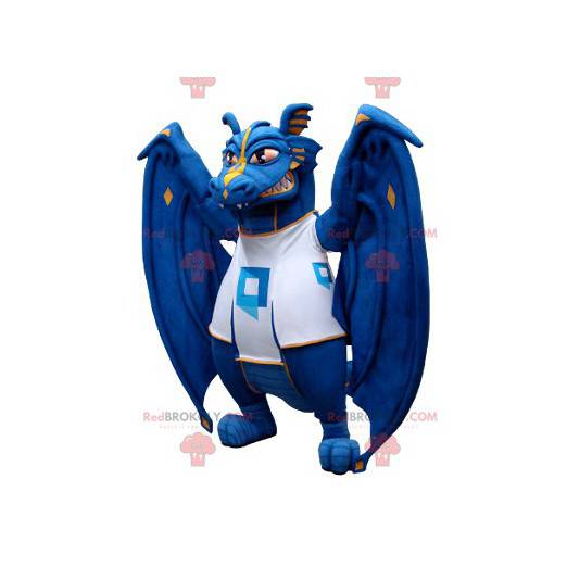 Blå og hvit drage maskot - Redbrokoly.com