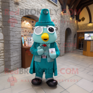 Teal Irish Castle maskot...