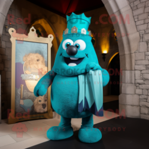 Teal Irish Castle mascot costume character dressed with a Romper and Clutch bags