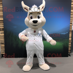 White Deer mascot costume character dressed with a Poplin Shirt and Belts