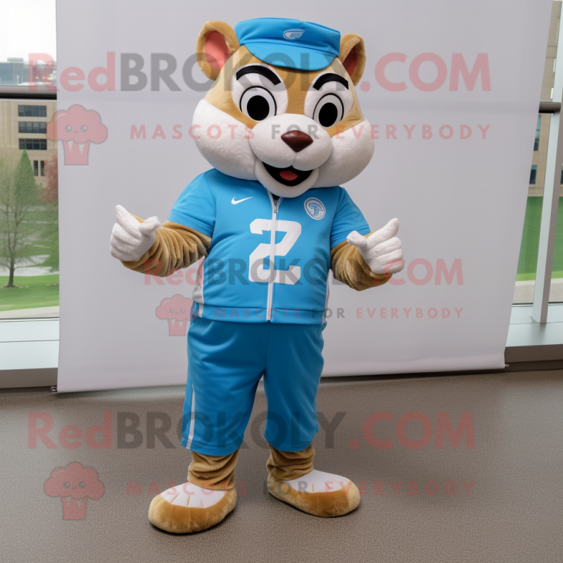 Sky Blue Chipmunk mascot costume character dressed with a Running Shorts and Pocket squares Sky Blue Chipmunk mascot costume character dressed with a Running Shorts and Pocket squares