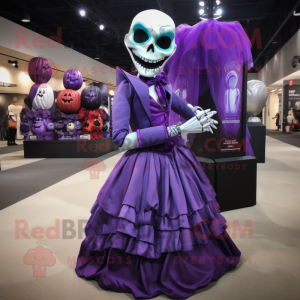 Purple Undead mascot costume character dressed with a Ball Gown and Pocket squares