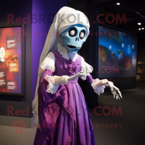 Purple Undead mascot costume character dressed with a Ball Gown and Pocket squares