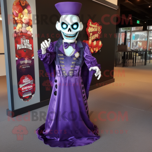 Purple Undead mascot costume character dressed with a Ball Gown and Pocket squares