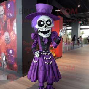 Purple Undead mascot costume character dressed with a Ball Gown and Pocket squares