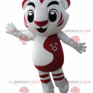 Mascot vit och röd tiger. Kattmaskot - Redbrokoly.com