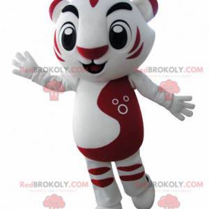 Mascotte tigre bianca e rossa. Mascotte felina - Redbrokoly.com