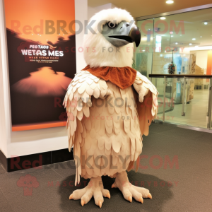 Peach Haast'S Eagle mascot costume character dressed with a Empire Waist Dress and Clutch bags