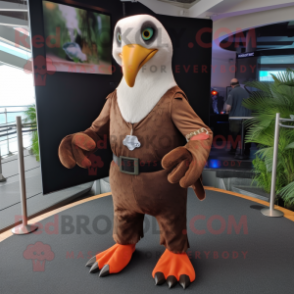 Brown Albatross mascot costume character dressed with a Dress Pants and Necklaces