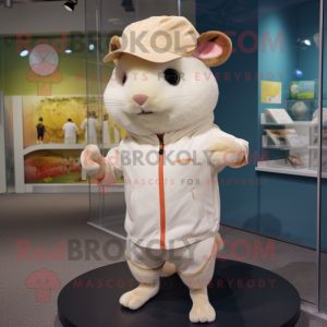 Cream Hamster maskot kostym...