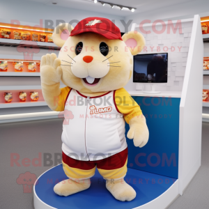 Cream Hamster maskot kostym...