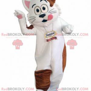 Mascotte de chat blanc et marron. Mascotte gourmande -