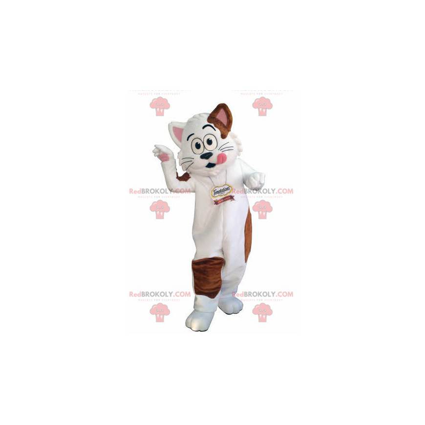 Hvit og brun kattemaskot. Gourmet maskot - Redbrokoly.com