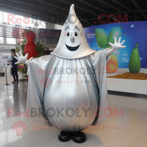 Silver Pear mascot costume character dressed with a Cover-up and Anklets