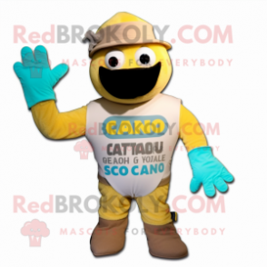 Tan Pendant mascot costume character dressed with a Swimwear and Gloves