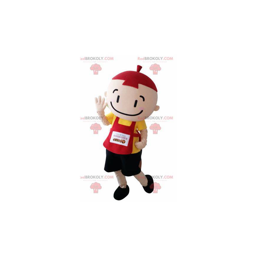 Børnemaskot lille dreng med forklæde og hat - Redbrokoly.com