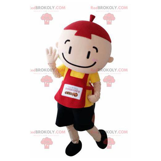 Børnemaskot lille dreng med forklæde og hat - Redbrokoly.com