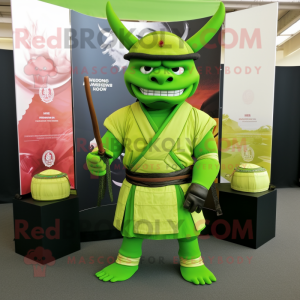 Limegrønn Samurai maskot...