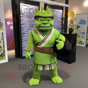 Limegrøn Samurai maskot...