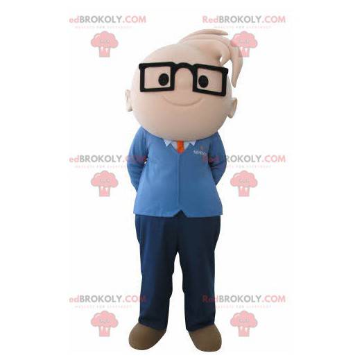 Jungenmaskottchen mit Brille. Ingenieur Maskottchen -