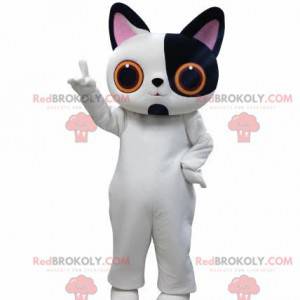 White and black cat mascot with big eyes - Redbrokoly.com