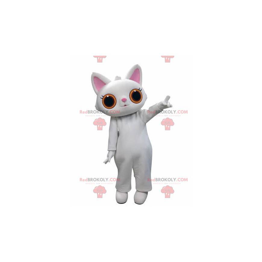 White cat mascot with big orange eyes - Redbrokoly.com White cat mascot with big orange eyes - Redbrokoly.com