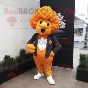 Orange Cauliflower mascot costume character dressed with a Oxford Shirt and Pocket squares
