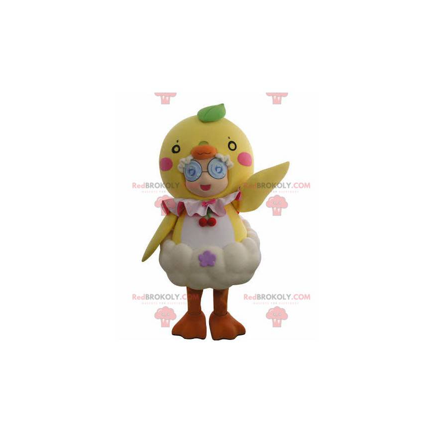 Mascotte de fillette déguisée en poussin géant - Redbrokoly.com