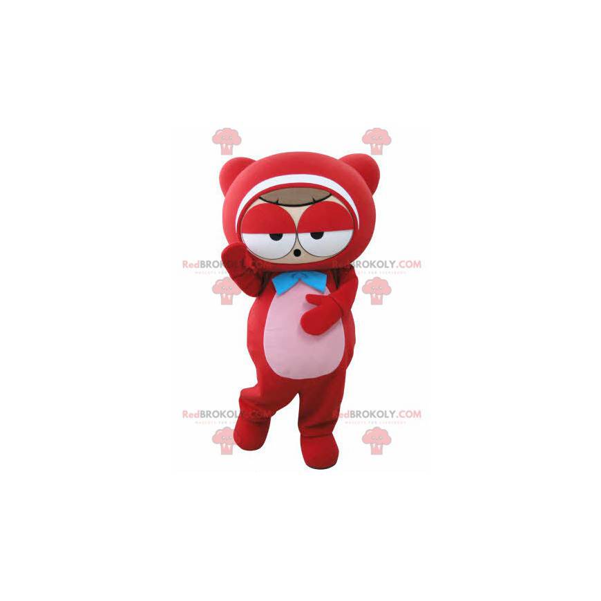 Mascota de oso de peluche rojo muy divertido - Redbrokoly.com