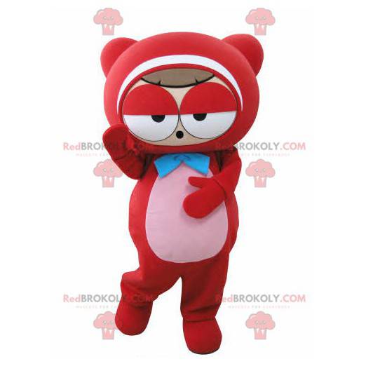 Mycket rolig röd nallebjörnmaskot - Redbrokoly.com