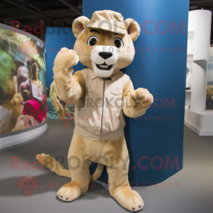 Beige Puma mascotte kostuum...