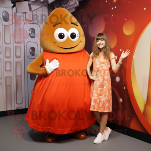 Rust Shakshuka mascot costume character dressed with a A-Line Dress and Watches