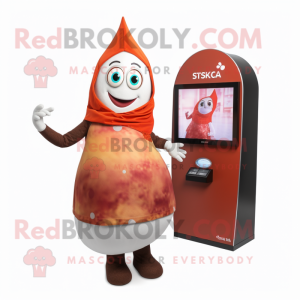 Rust Shakshuka mascot costume character dressed with a A-Line Dress and Watches