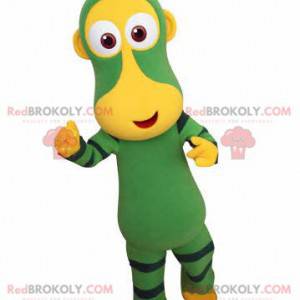 Zielona i żółta małpa maskotka. Futurystyczna maskotka zwierząt
