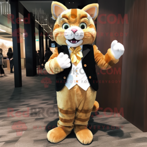 Gold Cat maskot kostume...