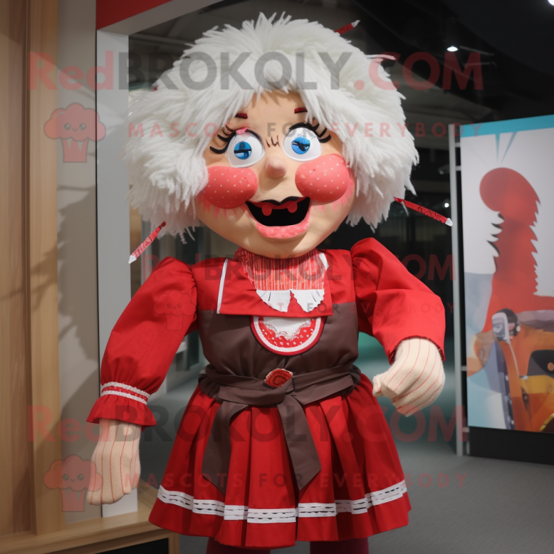 nan Knife Thrower mascot costume character dressed with a Blouse and Brooches nan Knife Thrower mascot costume character dressed with a Blouse and Brooches