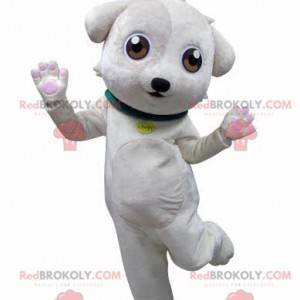 Lieve en schattige witte hond mascotte - Redbrokoly.com